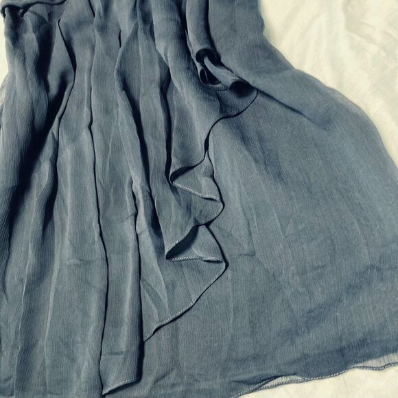 David's Bridal Dress Sz 2 Navy Blue Strapless Chiffon Brides Formal Cocktail - Picture 11 of 11